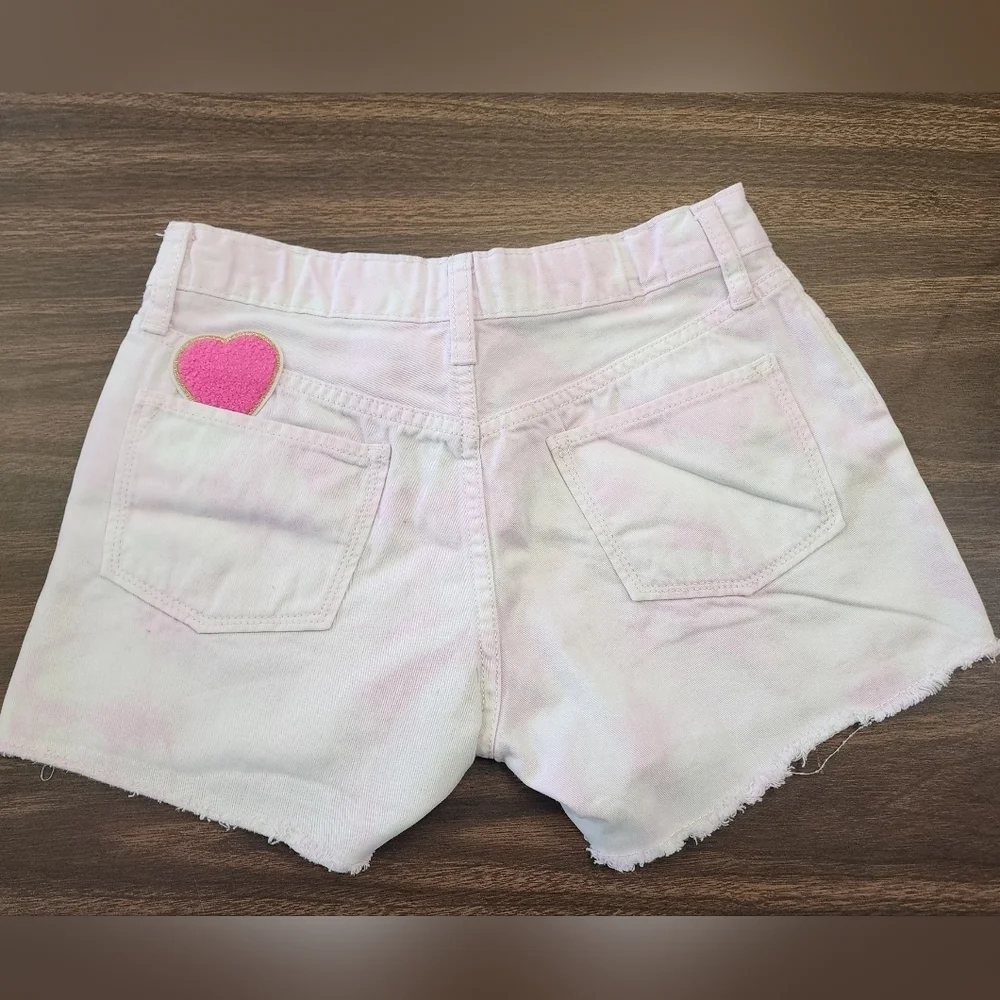 Old Navy Girls White Tye Dye Upcycle Added Colorful Patches, sz 12